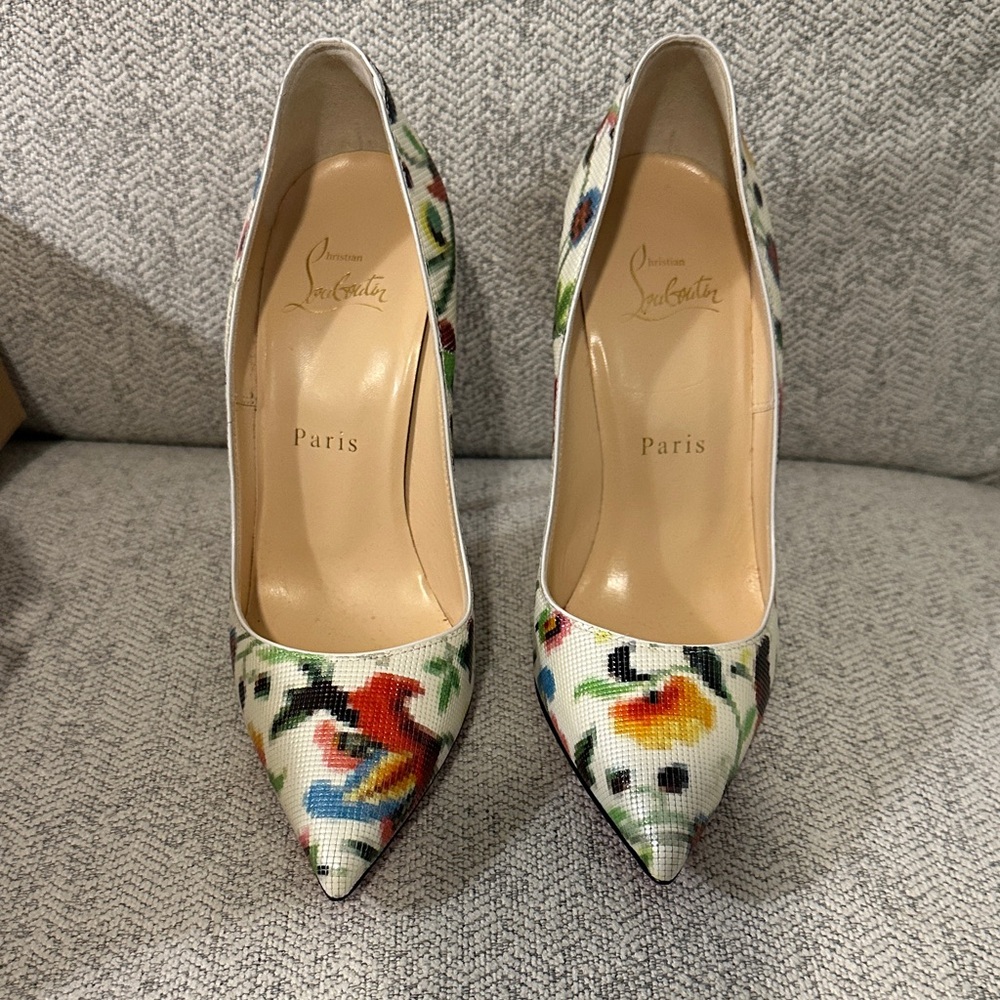 Christian Louboutin Multicolor Floral Heels - Picture 2 of 8